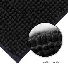 Lifewit grey absorbent microfiber bathroom runner rugs. Lifewit Non Slip Bath Mat Microfibre Chenille Rug For Bathroom Black 80 X 50 Cm Amazon De Kuche Haushalt