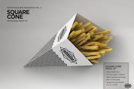 This mockup features a rectangle cosmetic box next to brushes. Paper Food Cone Packaging Mockup Packaging Mockup Food Box Packaging Food Mockup