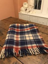 Dry clean or hand wash machine washable. Vintage 50s 60s Heavy Wool Blanket By Curvon Princess Blue Red White B825 Vintage Wool Blanket Blanket Wool Blanket
