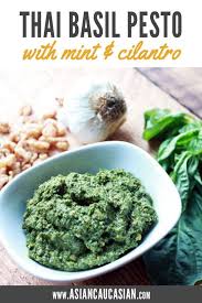 Thai Basil Mint Cilantro Pesto Recipe Thai Basil Recipes Cilantro Pesto Condiment Recipes