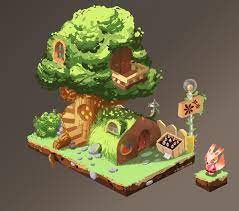 Isometric Background And Asset Examples On Level 1 Environment Trello Isometric Art Pixel Art Games Isometric