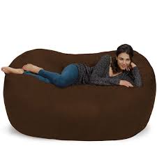 6 Large Bean Bag Lounger With Memory Foam Filling And Washable Cover Brown Relax Sacks In 2020 Bean Bag Couch Bean Bag Lounger Bean Bag Chair