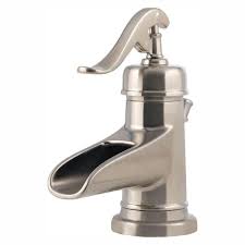 As well as providing your washroom with running water, a great faucet should look and feel the part. Pfister Ashfield 4 In Centerset Single Handle Bathroom Faucet In Brushed Nickel Lg42 Yp0k The Home Depot Bathroom Faucets Brushed Nickel Bathroom Faucets Single Hole Bathroom Faucet