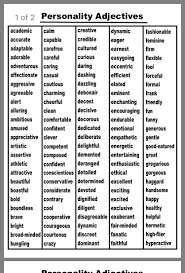 Pin By Juliet Floyd On Printables Writing Words Adjective Words Personality Adjectives