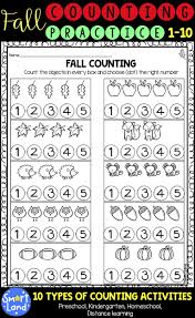 Fall Counting Practice Numbers 1 10 In 2020 Fall Math Activities Preschool Math Worksheets Fall Math Centers