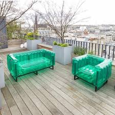 Segoal 2020 ergonomic inflatable lounger beach bed camping chair air sofa couch hammock. Yomi Eko Metal Frame Inflatable Armchair Crystal Green Mojow Inflatable Furniture Patio Inspiration Inflatable Sofa