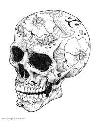 Girl sugar skulls coloring pages free on skull for adults. Adult Coloring Skulls Coloring Pages Printable Com