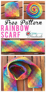 Rainbow Scarf Free Crochet Pattern Using Planned Pooling Cdm Handmade Crochet Scarf Pattern Free Scarf Crochet Pattern Crochet Kids Scarf