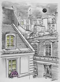 Loui Jover European Roofs Drawings Art Original Drawing