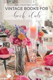 Book Decor Setting A Book Club Table With Vintage Books Spring Table Settings Book Decor Table Decorations
