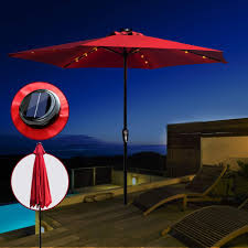 104 led solar parasol light umbrella garden patio table fairy light outdoor uk. Masthome Parasol Umbrella With Solar Led Lights 3m Outdoor Garden Umbrella Red Buy Online In Andorra At Andorra Desertcart Com Productid 101690463