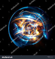 Luminous Nuclear Model On Dark Background Glowing Energy Balls Molecule Structure Trace Atoms And Electrons P Dark Backgrounds Ball Drawing Physics Concepts