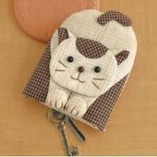 Kit De Patchwork Porte Cls Chat Taille De L Ouvrage Realise 11 X 8 5 Cm Porte Cle Projets De Couture Kit De Patchwork
