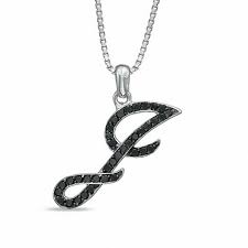 The 18 is exactly where i would want my necklace to be. 1 4 Ct T W Enhanced Black Diamond J Initial Pendant In Sterling Silver Zales