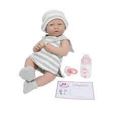 La Newborn By Jc Toys Soft Vinyl Realistic Anatomically Correct Real Girl 15 Baby Doll In Grey Striped Outfit Designed By Berenguer Walmart Com Walmart Com