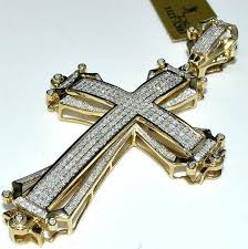 10k yellow gold real diamond cross pendant 2.10 mens dome concave charm 1/2 ct. Gold Cross Charm 2 5 Tall 1 75ct Real Diamonds 10k Yellow Gold Mens Big Pendant Gold Cross Charm Cross Pendant Men Gold Cross