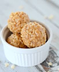 Rice Crispy Peanut Butter Balls These Easy No Bake Treats Are Crunchy Ch Easy Candy Recipes Peanut Butter Balls Recipe Peanut Butter Rice Krispie Treats
