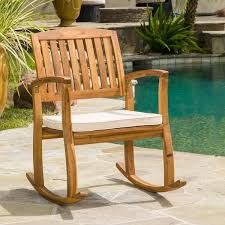 Sadie Outdoor Acacia Wood Rocking Chair With Cushion Outdoor Rocking Chairs Wood Rocking Chair Teak Rocking Chair