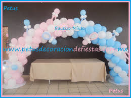 Hacer una decoración con globos en bautizos es una de las mejores opciones para poder disfrutar de este importante evento de la forma más bonita y elegante. Arco De Globos Mixto Para Bautizo De Nina Y Nino Globos Decoracion Bautizo Nino Y Bautizo Nino