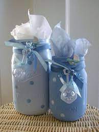 47 Cheerful Ways To Use Mason Jars In This Spring Matchness Com Boy Baby Shower Centerpieces Mason Jar Baby Shower Baby Shower Gifts