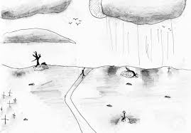 Your landscape pencil drawing stock images are ready. Child S Drawing Black And White Landscape Of Devastated Land Stock Photo Picture And Royalty Free Image Image 58411174