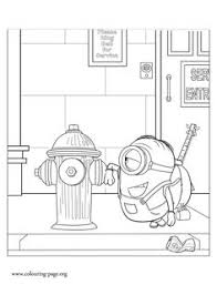 Minions Stuart And A Fire Hydrant Coloring Page Minion Coloring Pages Minions Coloring Pages Coloring Books