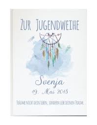 Im gästebuch haben die gäste die möglichkeit, ihre eindrücke von der feier, gute wünsche oder erinnerungen an besondere erlebnisse mit dem konfirmand niederzuschreiben. Personalisiertes Gastebuch Zur Jugendweihe Mit Namen Und Datum Traumfanger Blau Konfirmation Kommunion Jugendweihe Gastebucher Dekoration Livingstyle Wanddesign