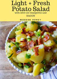 Light And Fresh German Potato Salad Made With Olive Oil And Vinegar Dressing And Topped With Potato Salad Recipe Easy Potatoe Salad Recipe German Potato Salad