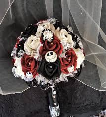 A groom wearing a black suit and a red shirt with a red rose boutonniere and a bride a sultry tim burton inspired wedding centerpiece of a lantern with black, purple and deerp red blooms and grapes. Skellington Nightmare Halloween Flowers Gray Pink Purple Black Bouquet Wedding Flowers Brides Bouquet Silk Wedding Flowers Bridal Bouquet Accessories Bouquets Corsages Bgc Sedahotels Com