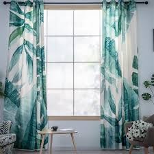 Green Palm Tree Plants Banana Leaf Curtains Tropical Printed Drapes In 2020 Leaf Curtains Palm Tree Plant Tree Curtains