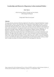 Pdf Leadership And Discursive Hegemony In International Politics
