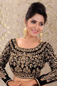 Black And Gold Blouse Black And Matt Gold Velvet Amazing Blouse With Round Neck Bl800 Black And Gold Lehenga Designer Round Neck Blouse Round Neck Blouses