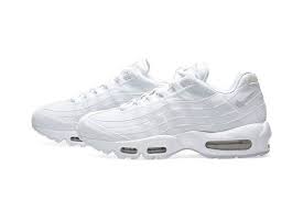 The Nike Air Max 95 Gets A Crisp Triple White Makeover Nike Sneakers Women Sneakers Nike Air Max Pink Adidas Shoes