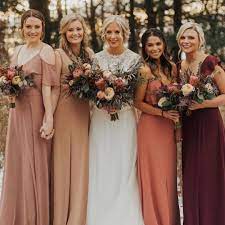 The Dreamiest Fall Colors Paired Perfectly With Our 7702 Beauty Dusty Rose Bridesmaid Dresses Fall Wedding Bridesmaids Rose Bridesmaid Dresses