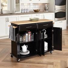 Paint mobile kitchen island cart on wheels. Homestyles Dolly Madison Black Kitchen Cart With Natural Wood Top 4528 95 The Home Depot
