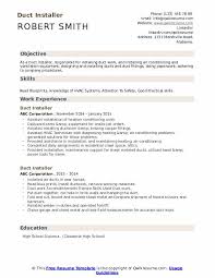 The resume format for diploma fresher is most important factor. Duct Installer Resume Samples Qwikresume