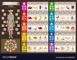 Mineral Vitamin Food Icons Chart Health Care Flat