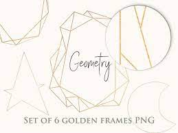 Set Of 12 Golden Frame Clipart Geometric Frame Png Clipart Etsy Frame Clipart Clip Art Frame