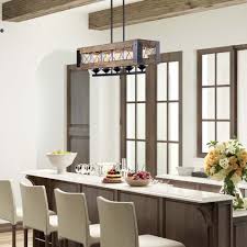 Farmhouse island lighting is durable Farmhouse 5 Light Linear Distressed Wood Chandelier Rustic Island Lights Overstock 24207078