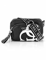 19 cm h x 25 cm b obermaterial: Guess Handtasche Haidee Belt Bag Schwarz Weiss