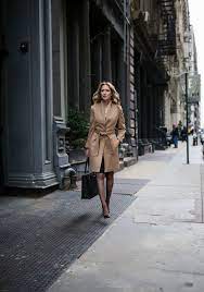 I think the best way to transition into this season is to wear something that you would have worn this summer and throw on a light jacket or sweater. Mm Lafleur Work Wear Professional Attire Working Women Classic Black Sheath Dress Camel Coat Silk Scarf1 Memorandum Nyc Fashion Lifestyle Blog For The Working Girl