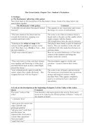 worksheets for great gatsby the chapter two students