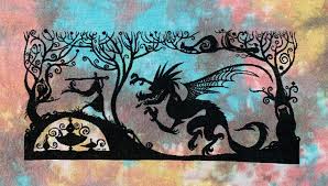 Cross stitch patterns, charting creations. Fo 53 038 Stitches And 5 Years Later The Princess And Dragon Silhouette Charting Creations 1 Over 1 On 28ct Fiery Skies By Under The Sea Fabrics Crossstitch