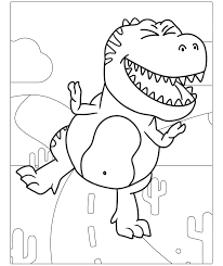 belle page de coloriage de dinosaure pour enfants. peinte à la main dans un  style dessin animé avec une belle image à colorier. parc jurassique.  paysage préhistorique imprimable. 9990768 Art vectoriel chez