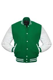 Kelly Green Letterman Jacket With White Leather Sleeves Graduation Superstore