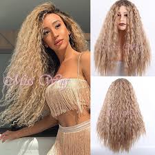 See more ideas about ombre hair color, hair trends, different hair colors. Fashion Long Curly Hair Ombre Blonde Synthetic Wig For Women Buy At A Low Prices On Joom E Commerce Platform