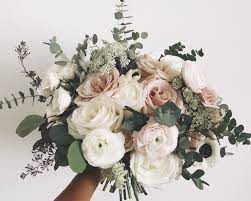 Ambience décor crafted this cascading spray using white flowers like orchids, foliage,. Blush And White Bouquet Spring Wedding Bouquets Rose Wedding Bouquet Flower Bouquet Wedding