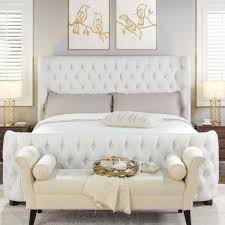 Ships free orders over $39. Jennifer Taylor Antique White King Brooklyn Tufted Headboard Bed 2559 879 4 The Home Depot