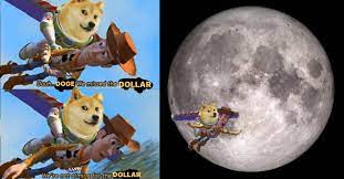 Instead of real dogs pulling sleds up in. To The Moon And Beyond Dogecoin