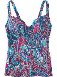 Bodacious Underwire Tankini Top Titanium Multi Beach Outfit Women Swimwear Underwire Tankini Tops